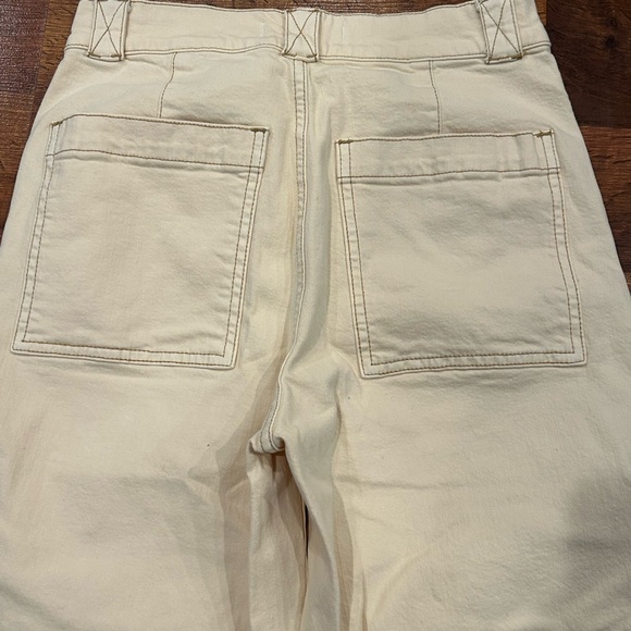 Madewell Emmett Wide Leg Pants Cream Color Women’s Size 25 Raw Hem 99% Cotton - Picture 2 of 10